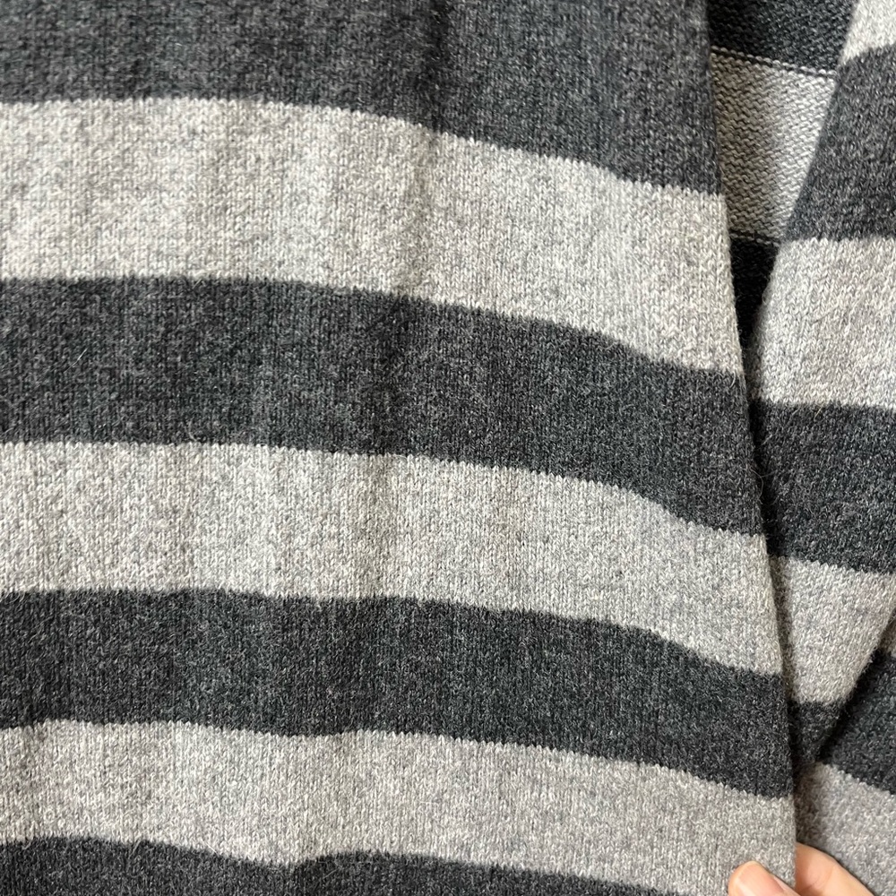 American Eagle XXL Striped Open Front Cardigan Cotton Angora Blend Gray Cozy - Picture 5 of 6